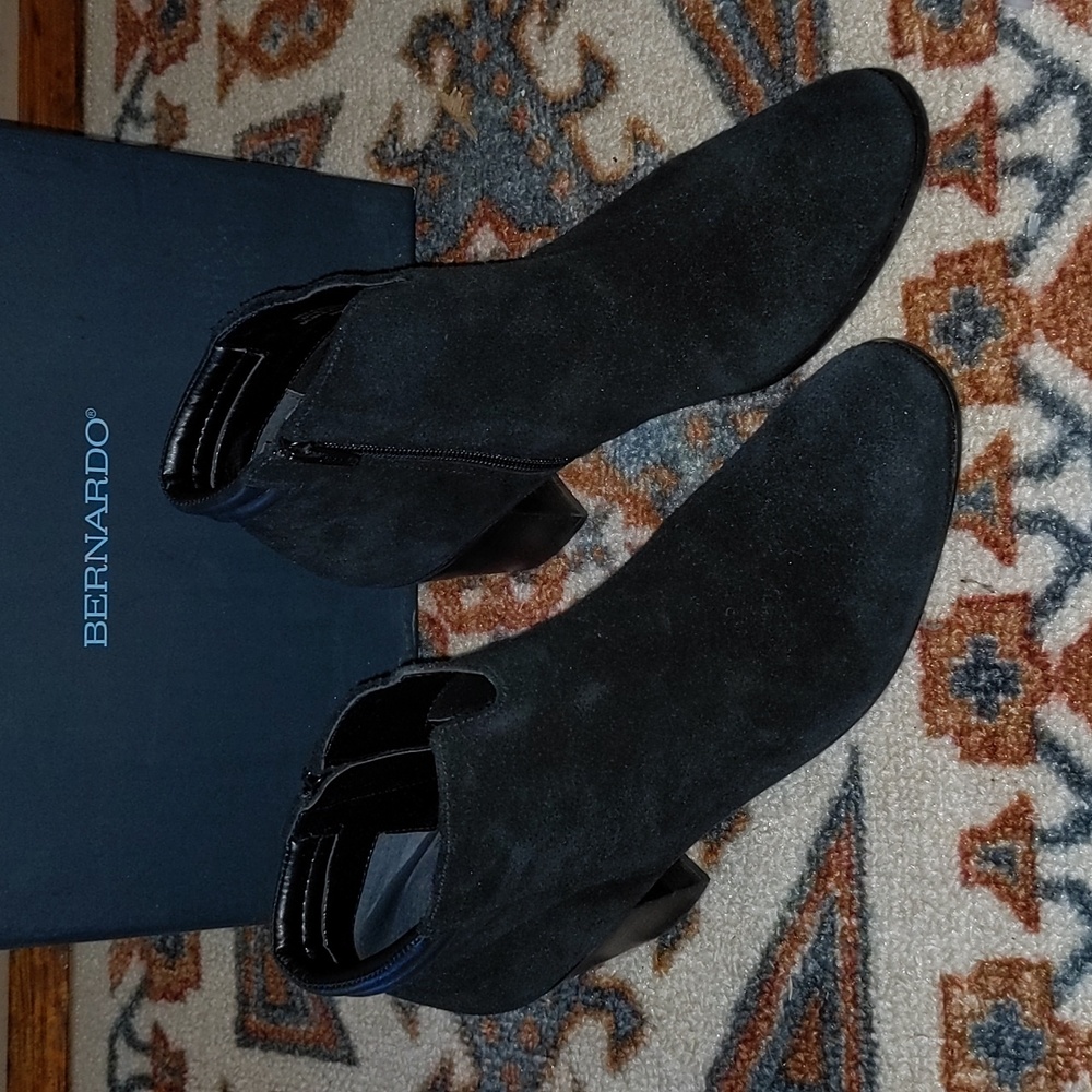 Black Suede Booties Bernardo 9.5